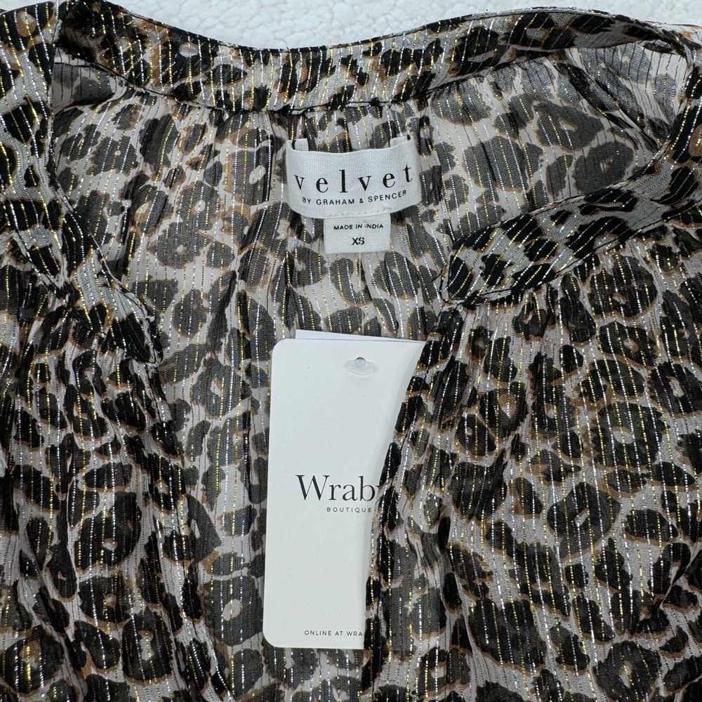 VELVET BY GRAHAM & SPENCER ANTHROPOLOGIE PEYTON LEOPARD BLOUSE TOP NWT XS - Picture 5 of 11
